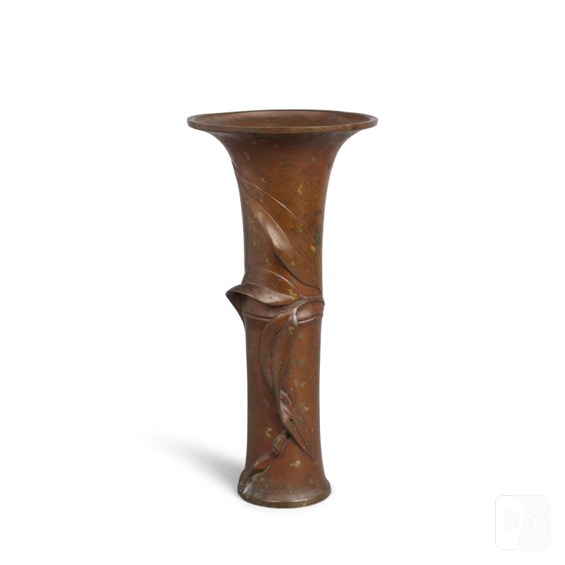 A JAPANESE GOLD-SPLASHED BRONZE VASE